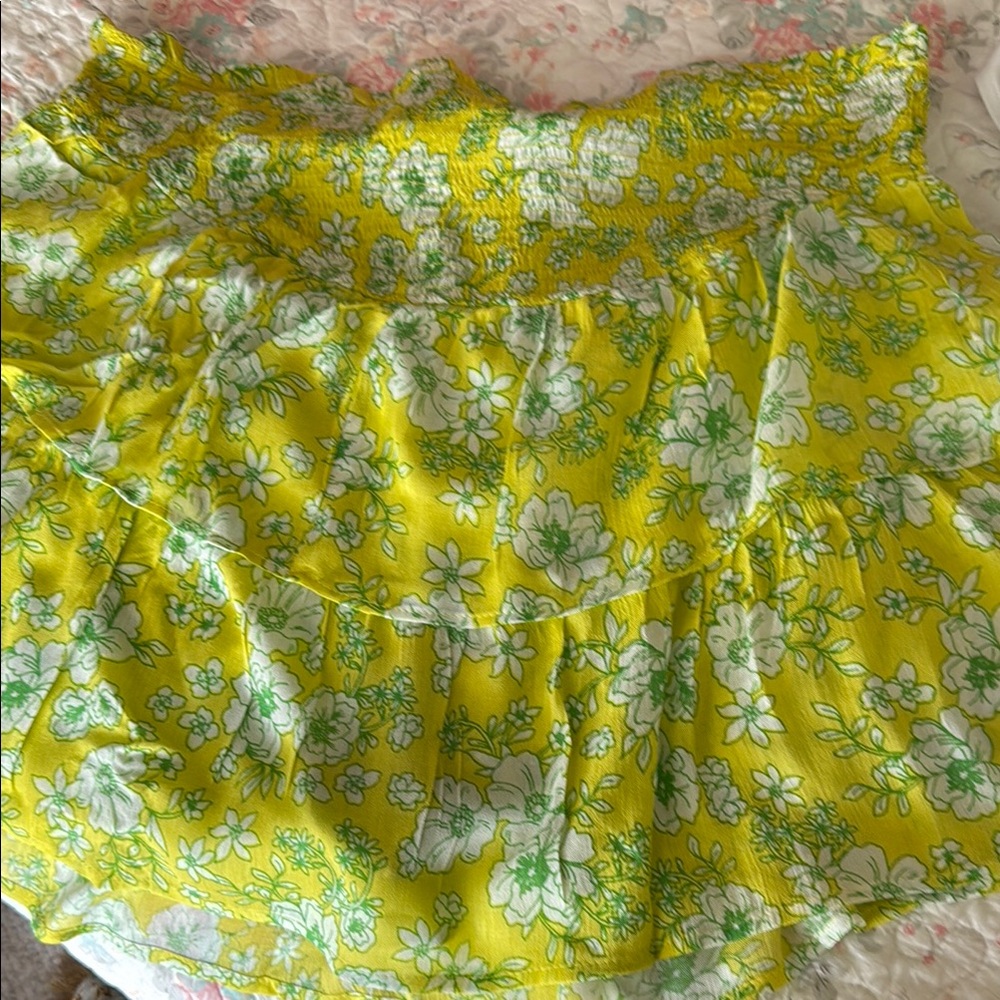 Floral Yellow and Green Skort